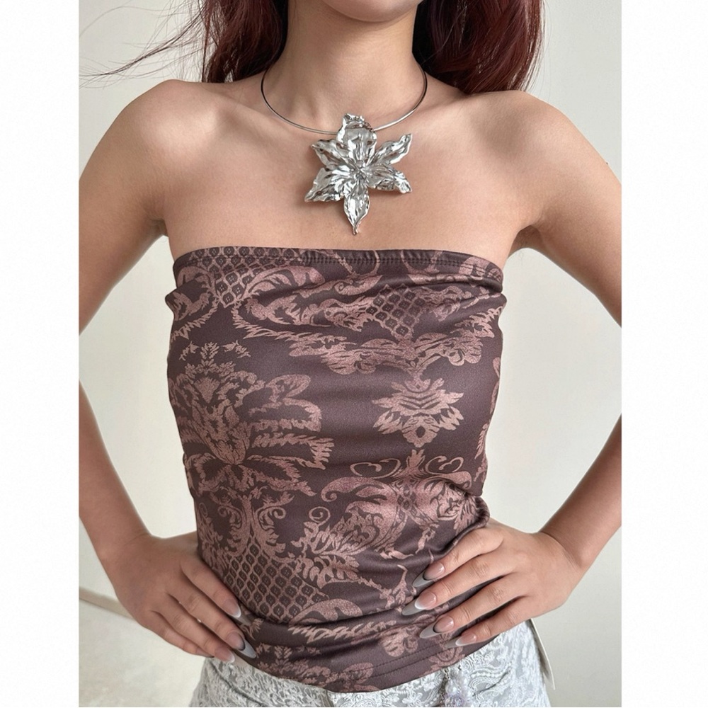 Retro Silver 3D Metal Flower Choker Necklace